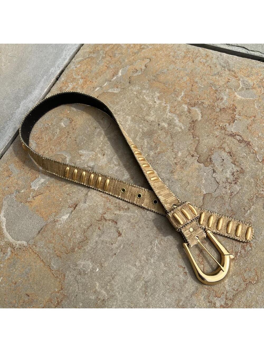 Vintage 90s Gold Design Knit Belt Made in USA